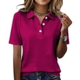 thumbnail image 3 of Womens Polo Shirts Short Sleeve Collared Button Cute Summer Tops Dressy Casual Quick Dry Office Work Blouse, L, 3 of 6