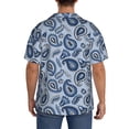 thumbnail image 3 of Naloa Blue Paisley Pattern Vintage Men's Loose Fit Cuban Collar Short-Sleeve Shirt, Hawaiian Shirts, Mens Shirts Casual for Everyday Wear Outings-Medium, 3 of 5