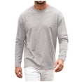 thumbnail image 3 of GEWSEY Mens Long Sleeve Shirt - Soft Casual Full Sleeves Crew Neck T Shirts for Men (Grey, L), 3 of 9
