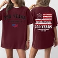 thumbnail image 2 of Womens Loose Fit Short Sleeve Crewneck T Shirt 250 Years 1776 Graphic Print Casual Top Tee for Anniversary Event Wine 3XL, 2 of 5