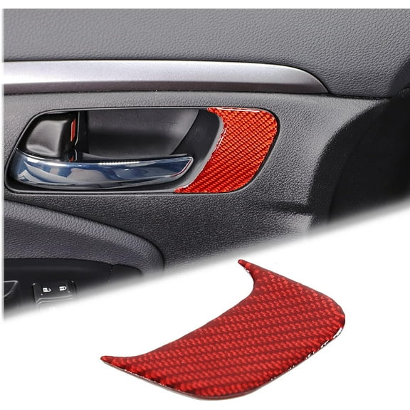 TINKI Left Driver Side Inner Door Handle Panel Sticker for Honda Pilot 2016-2022   Automotive Door Handle Panel Cover Interior Accessories, Red