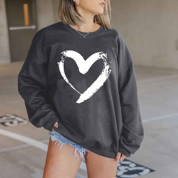 Hatchima Womens Tops Clearance,Women's Fashion Long Sleeves Round Neck Christmas Print Loose Tops,Blouse Sweatshirts