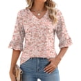 thumbnail image 1 of Blusa tipo túnica LOMON para mujer, verano 2024, cuello en V, estampado floral, 1 of 5