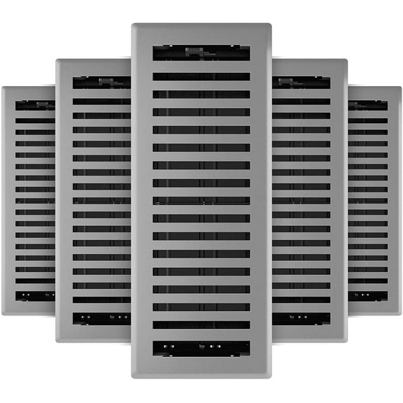 Imperial Montezuma Decorative Floor Register - Adjustable Steel - 5 Count, 4 x 12-Inch, Grey Granite