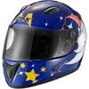 GLX DOT Youth Star Moon Full Face Motorcycle Helmet, Blue, S