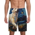thumbnail image 1 of Balery Vintage Starry Sky Labrador A Pantalones cortos de pijama de punto de algodón para hombre con cinturilla y bolsillos-Small, 1 of 6
