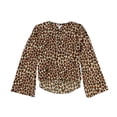 thumbnail image 1 of bar III Womens Bell-Sleeve Pullover Blouse, Brown, Large, 1 of 2