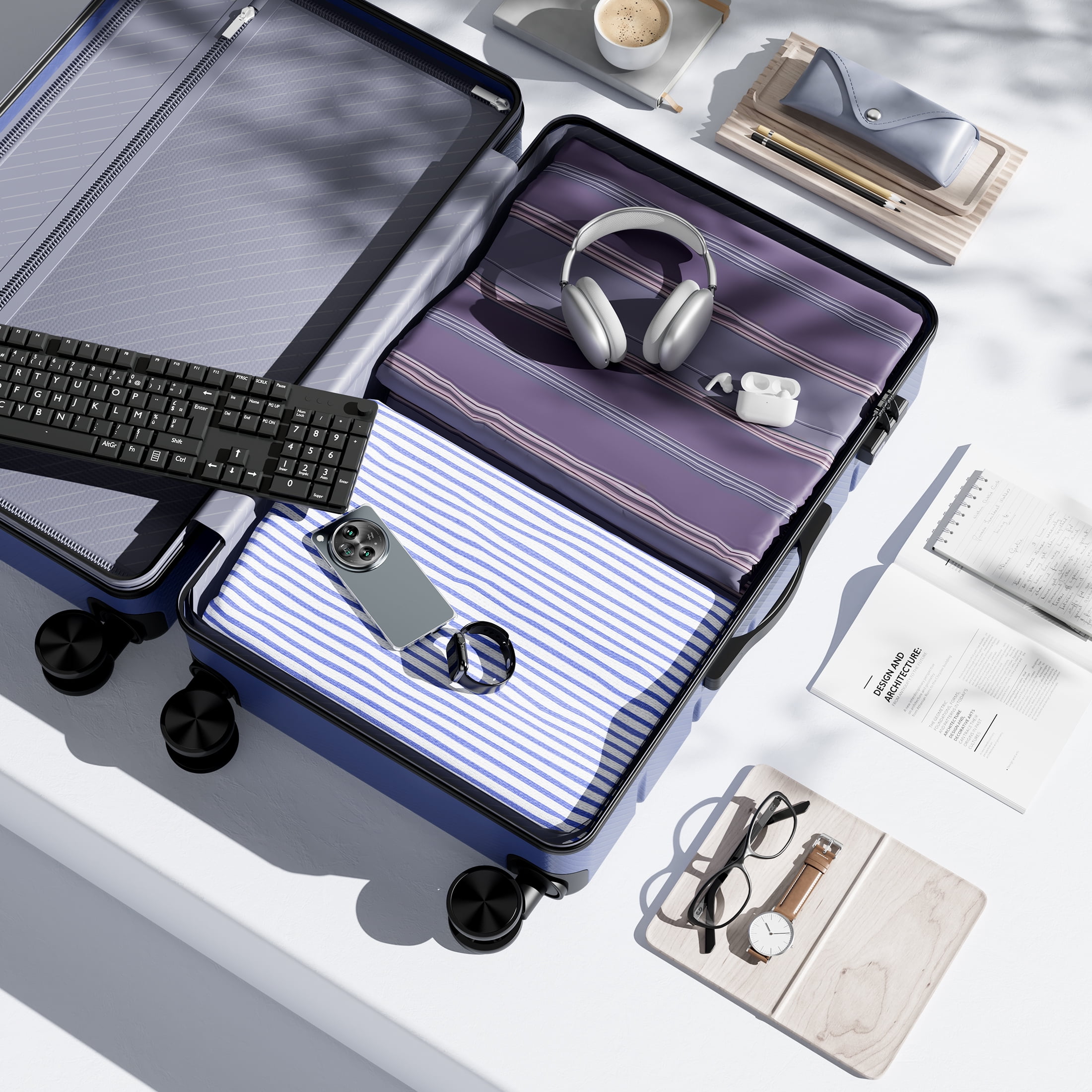 edx 28 Inch Hardside Expandable Luggage with Spinner Wheels, CheckedLarge Lightweight Expandable Rol(图4)