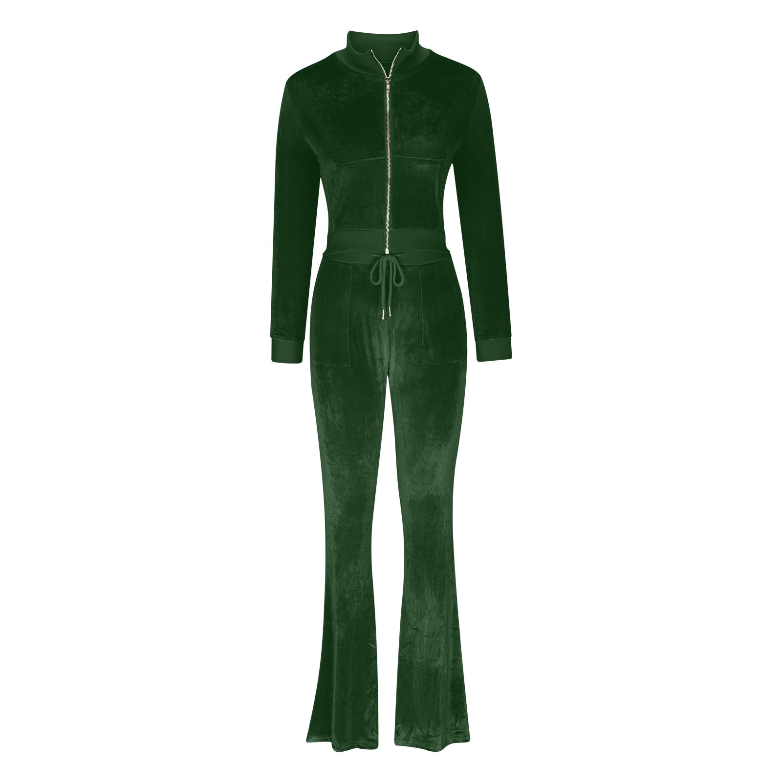 Velour Tracksuit Womens Pieces Joggers Outfits, Cropped Zipper