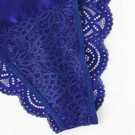 

Vedolay Lingerie Dress Underwear Lingerie Crotch Women Set Embroidery Bra Open + Lace Thong Bra Sets for Women Blue M