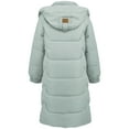 thumbnail image 3 of Women's Stand Collar Mid-Length Cotton Padded Coat with Removable Hood & Pockets, Green Long Sleeve Zipper Design, Windproof Warm Heavyweight Casual Jacket for Spring Autumn Winter, S-XL, 3 of 11