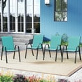 thumbnail image 2 of Gymax Set of 4 Patio Dining Chairs Stackable Armrest Space Saving Garden Blue, 2 of 10