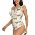thumbnail image 3 of Yiaed Striped Vintage Planes Print Women One Piece Swimsuits Tummy Control One Shoulder Bathing Suits Pattern Ruffle Swimwear-Large, 3 of 8