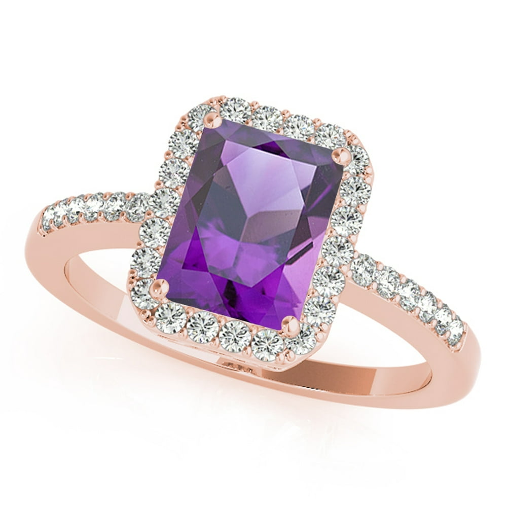 MauliJewels - 3.15 Ct Diamond & Emerald Shaped Amethyst Engagement ...