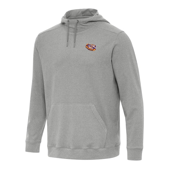Men's Antigua Heather Gray LSU Tigers Cloud Pullover Hoodie
