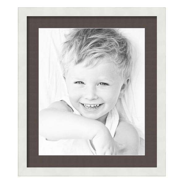 ArtToFrames 19x22" Matted Picture Frame with 15x18" Single Mat Photo Opening Framed in 1.25" Satin White Frame and 2" Chestnut Mat (FWM-3966-19x22)