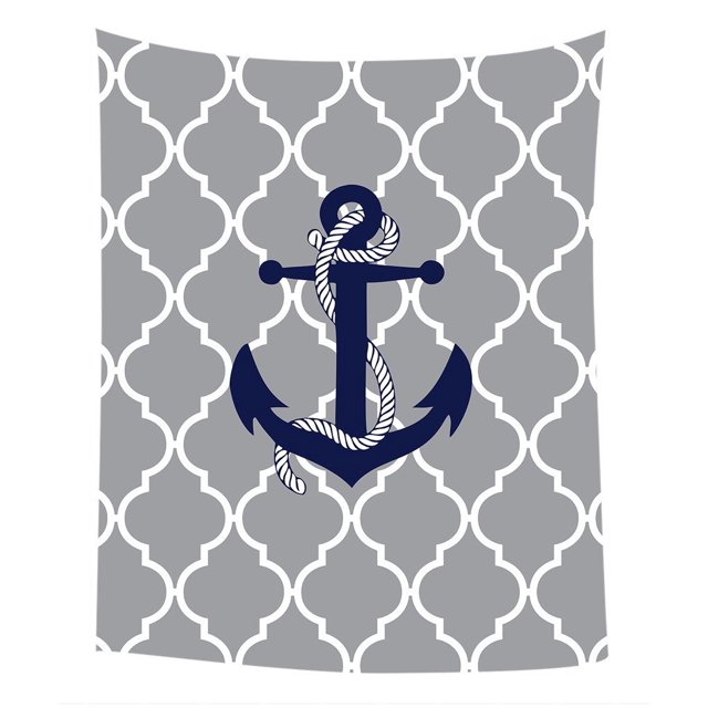 ABPHQTO Cuadrifolio gris con ancla azul Dormitorio Sala de estar Arte Tapiz para colgar en la pared Tamaño 130x150 cm ABPHQTO QB-ZK-30-51x60