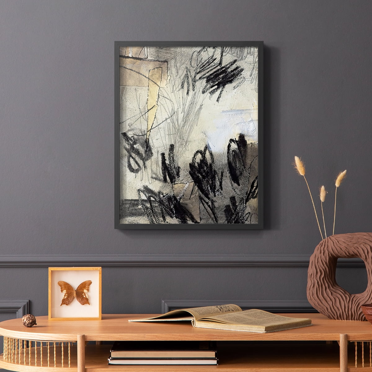 Masked Notes IV Framed Print in Black Solid Wood Framed Print No Nail Hanging