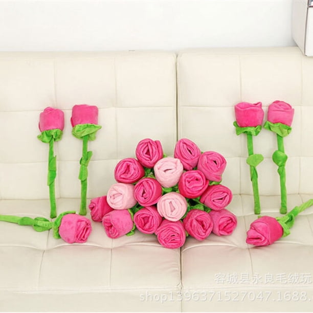 30cm 40cm Creative 1pcs Roses Bouquets Flower Curtains Buckle Plush Toys DIY Home Wedding Decoration Children GiftsBlue75cm He Qiyong unisex