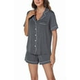 thumbnail image 5 of GEX Womens Bamboo Viscose Pajamas Set Cooling Super Soft 2 Piece PJ Set Button-Down Short Sleeve Sleepwear S-XXL (Dark Gray), 5 of 7