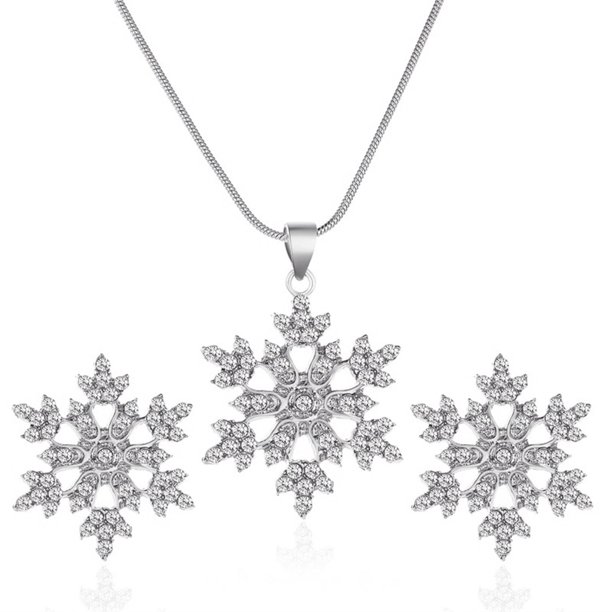 Nuevo conjunto de joyería de pendientes de collar de copo de nieve de cristal de fiesta nupcial de boda de lujo Wmkox8yi sjalhkljlk4742
