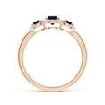 thumbnail image 2 of ANGARA Natural Round Sapphire Three Stone Halo Ring with Diamonds in 14K Rose Gold for Women (Size-4mm) | September Birthstone, Anniversary, Jewelry Gift for Women | Natural Blue Sapphire Ring, 2 of 8