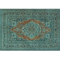 thumbnail image 1 of Ahgly Company Indoor Rectangle Medallion Light Blue Traditional Area Rugs, 2' x 5', 1 of 4