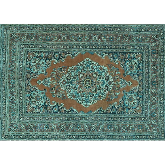 Ahgly Company Indoor Rectangle Medallion Light Blue Traditional Area Rugs, 2' x 5'