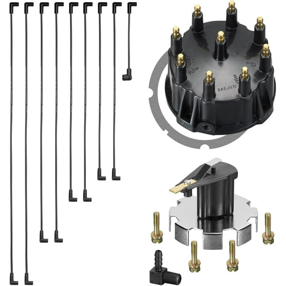 Mercruiser Thunderbolt V8 Distributor Cap Rotor Spark Plug Wires Kit Set 5.0 5.7 7.4 8.2 350 by FASWORX