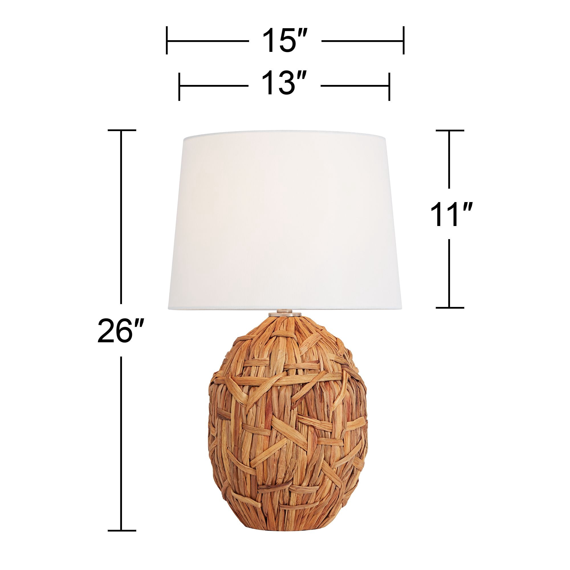 360 Lighting Nantucket Modern Coastal Table Lamp 26" High Natural Woven Seagrass White Drum Shade for Bedroom Living Room House Bedside Nightstand
