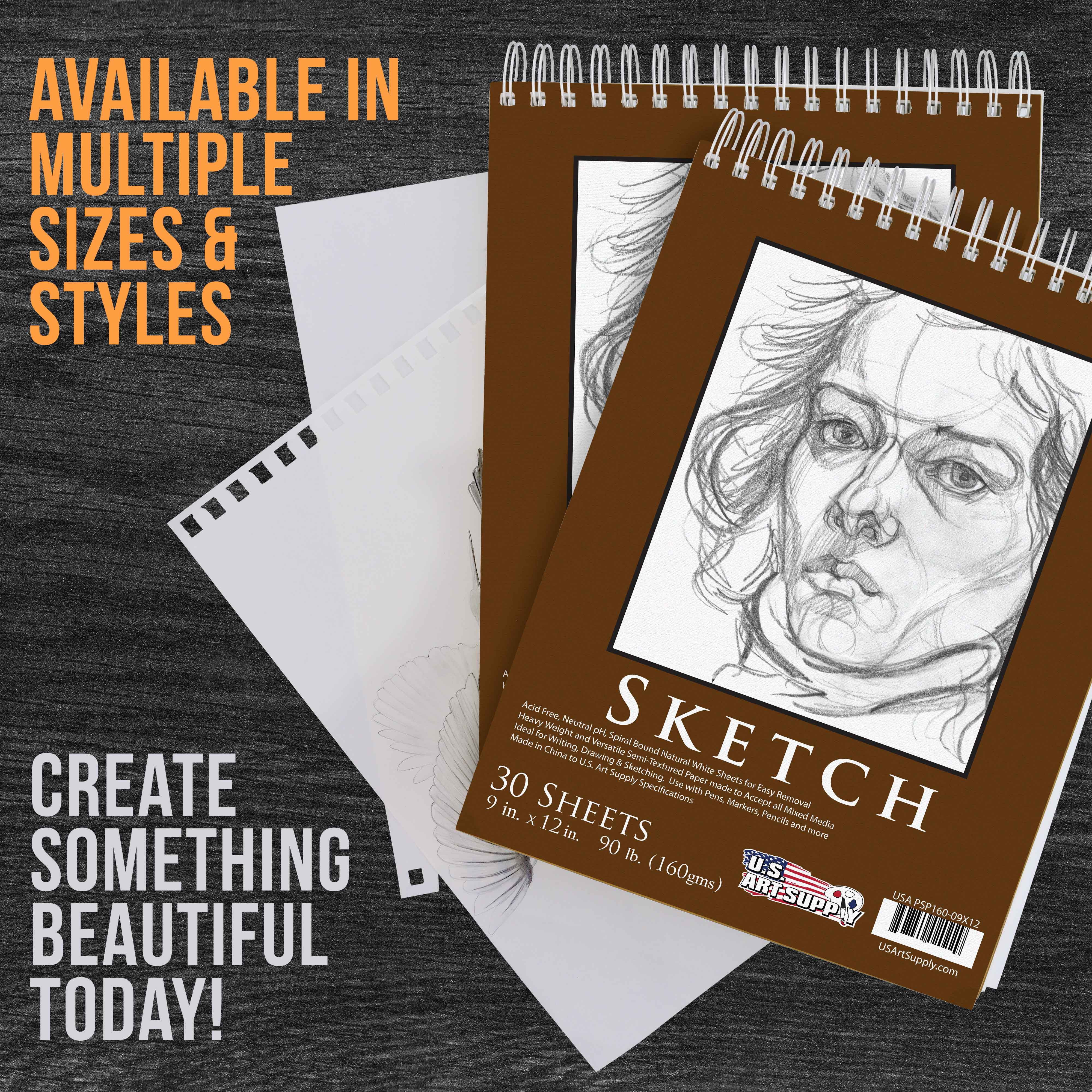String & Space Artist’s Sketchbook Hardcover – 200gsm Very Thick Paper – Large, Spiral Sketch Book for Drawing and Mixed Media – Sketch Pad, Art Book