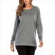 thumbnail image 2 of Sudadera de Mujer de Color Liso con Cuello Redondo, Larga y Abertura Frontal Corta y Trasera Larga Gris Oscuro XXL, 2 of 10