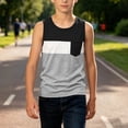 thumbnail image 2 of FSYBOA Boys Tank Tops, Color Block Casual Sleeveless Crew Neck Kids Summer Tops Black Size 9-10 T, 2 of 6