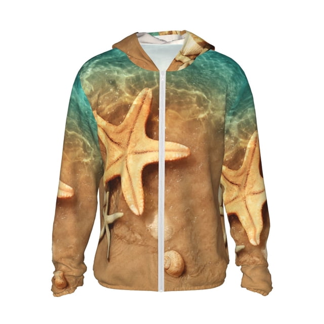 Balery Starfish And Seashell 1 Sudadera ligera de manga larga con capucha y protección solar UPF 50+ para hombre y mujer, ideal para pesca y running-Medium
