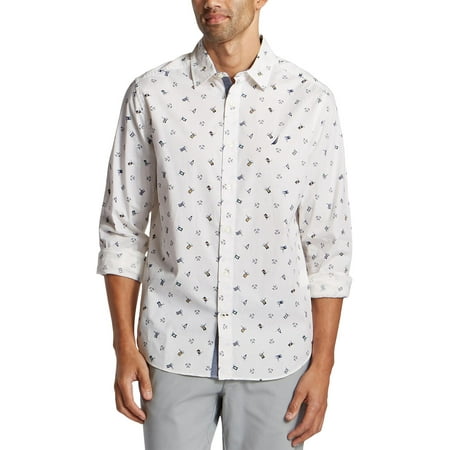 Nautica Mens Big & Tall Printed Classic Fit Button-Down Shirt