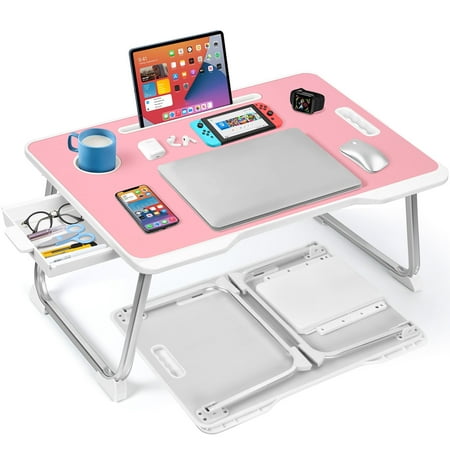 livhil large lap desk for bed | laptop table  portable desk  bed laptop desk  bed table for laptop | floor table  floor desk for adults (pink) school supplies