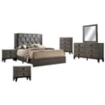 thumbnail image 1 of Madelyn Walnut 6pc Cal King Bedroom Set with Faux Marble Tops, 1 of 8