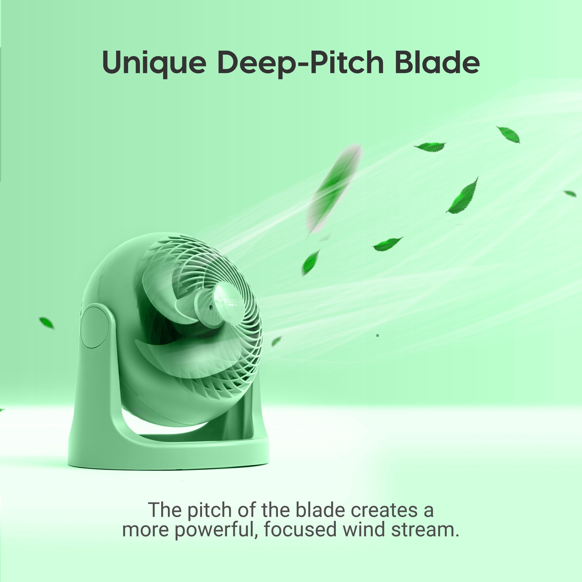 IRIS 2 Pack WOOZOO Circulator Fan, Table Air Circulator, Desk Fan, 3 Speeds, 52ft Max Air Distance, 11.5 Inches, 360° Adjustable, Low Noise, Green