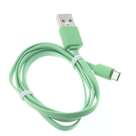 3ft USB Cable for Galaxy J7/J5/J3/J2/J1 - MicroUSB Charger Cord Power Wire Sync Flat Green Fast Charge E9G Compatible With Samsung Galaxy J7/J5/J3/J2/J1