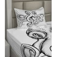 thumbnail image 2 of Ambesonne Octopus Fitted & Top Sheet Set with Sham, Sketch Monochrome Art, Brown White, 2 of 4