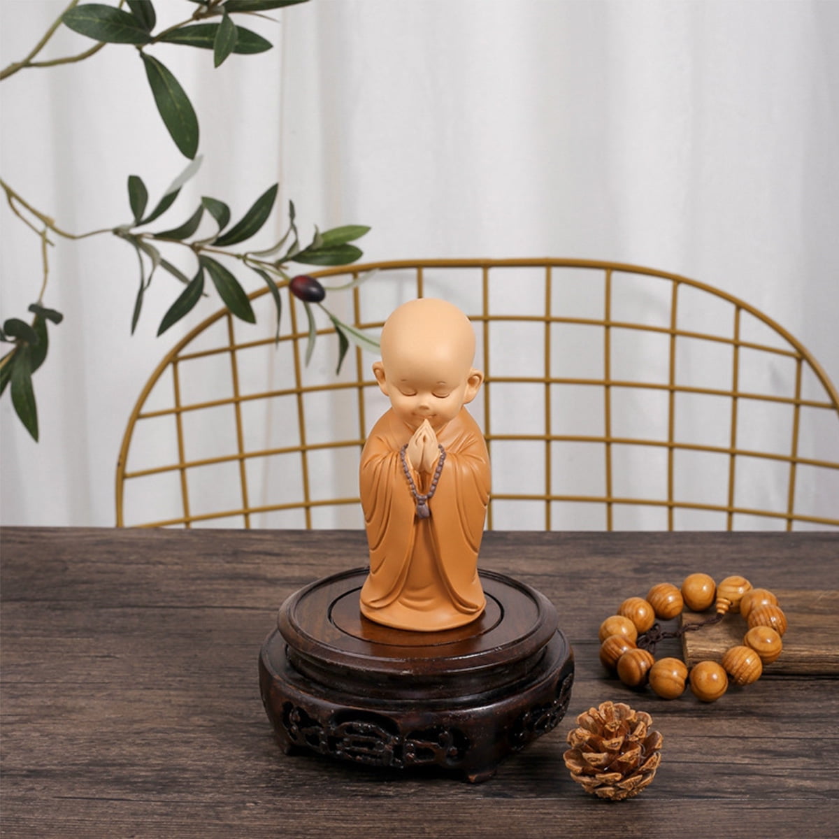 Little Monk Sculpture Resin Hand-carved Buddha Statue Home Office