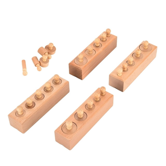 Materiales para mini bloques de cilindros, zócalo cilíndrico con perilla de madera, zócalo cilíndrico con perilla de madera, zócalo cilíndrico de diseño elevado