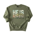 thumbnail image 7 of He Is Risen Christian Sweatshirt for Women - Floral Easter Faith Crewneck Army Green Sweatshirt Adult Small, 7 of 7