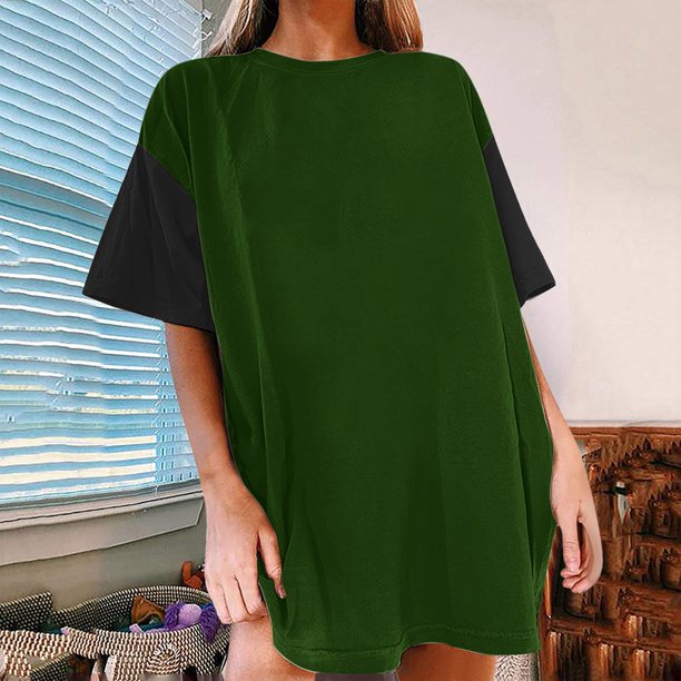 Cathalem Shirts for Women Cotton Short Sleeve Tee for Women,Green XL