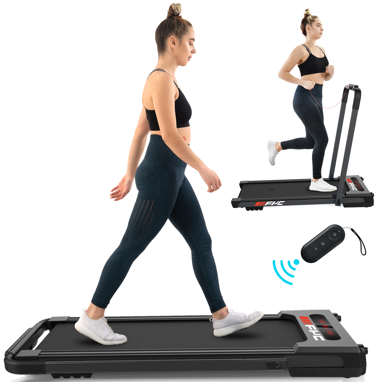 FYC 2-in-1 Folding Treadmill - 7.5MPH Running & Under Desk Walking Pad