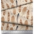 thumbnail image 2 of Soimoi Tissu Satin Lourd Blanc Imprimé Plume d'Aigle, Largeur 56 Pouces, 2 of 3