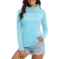 thumbnail image 6 of QATAINLAV Women's UPF 50+ Sun Protection Hoodie with Face Mask Summer Lightweight Outdoor UV Rash Guard Thumb Holes Long Sleeve Hiking SPF Shirts Light Blue XL, 6 of 7