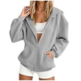 thumbnail image 4 of CHGBMOK Women's Fall Hoodie Jackets Long Sleeve Zip Up Track Jackets Comfy Fleece Lined Sweatshirts with Pockets, 4 of 7