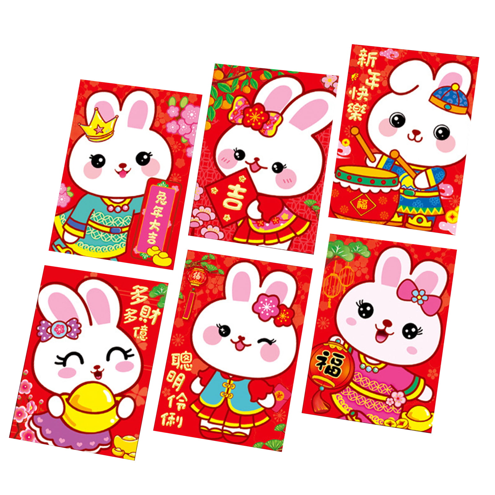 2023 Year Of The Rabbit Cartoon Red Envelope 12Pcs Lucky Money Envelopes  Chinese New Year Cartoon Rabbit Patterns Red Envelope 