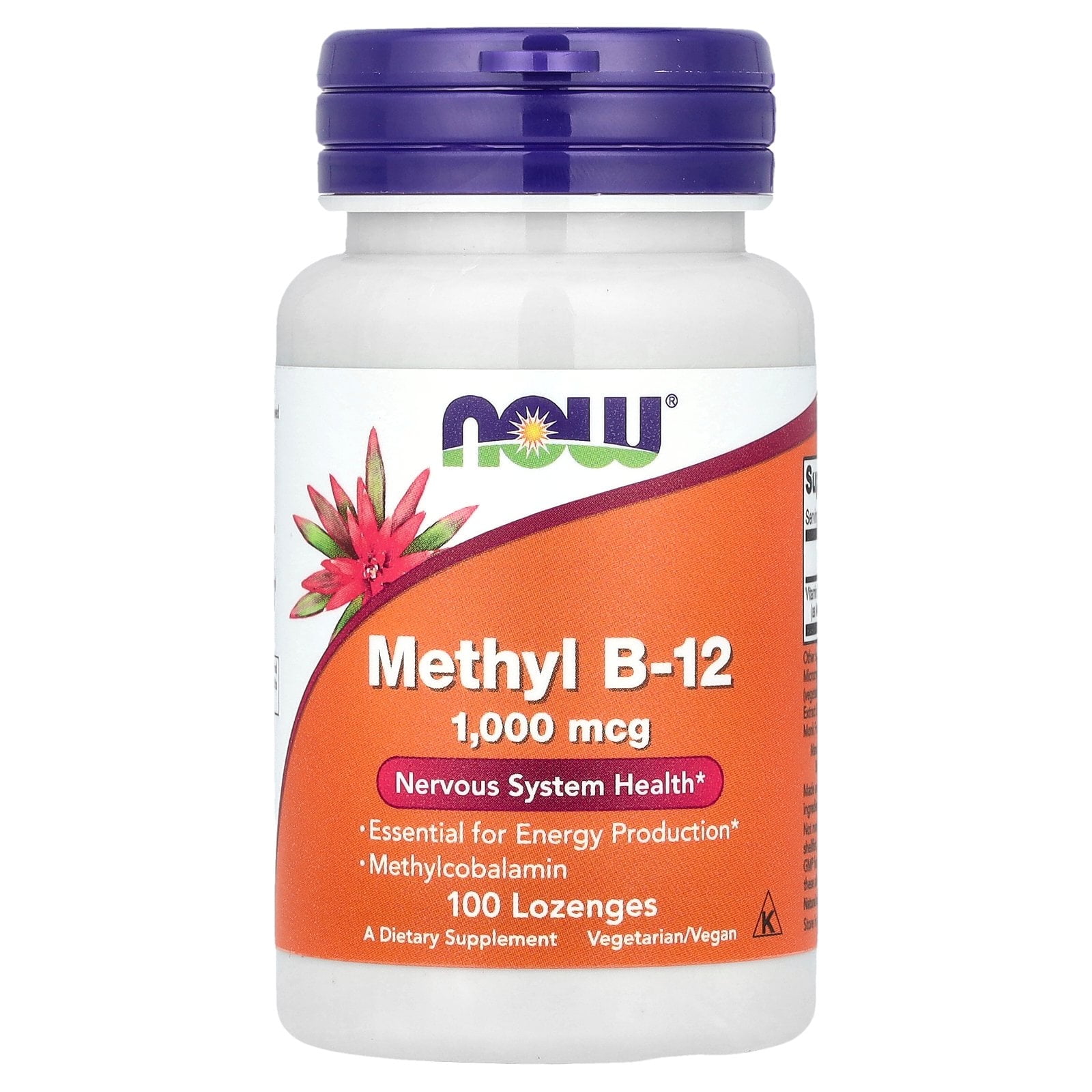 NOW Supplements, Methyl B-12 (Methylcobalamin) 1,000 mcg, Nervous System Health*, 100 Lozenges